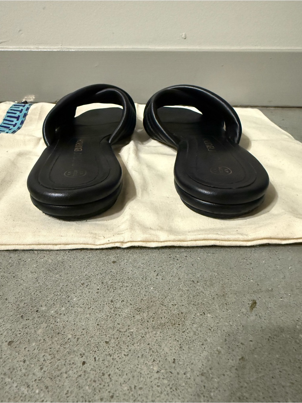 Tory Burch Black Padded Crossband Slide Mules - Picture 6 of 6